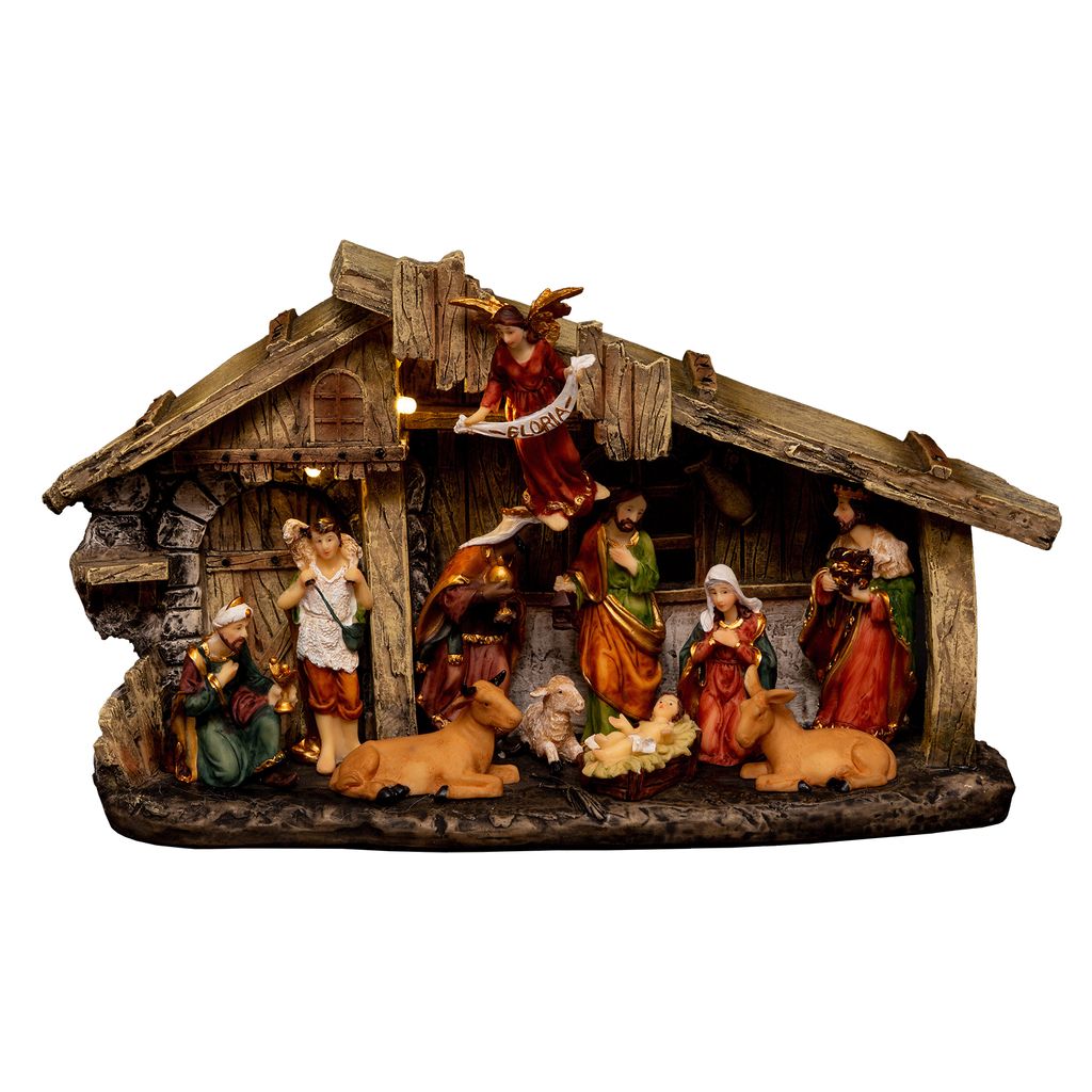 Presepe di Natale, luci LED, 11 figure, 31,5 cm Immagine del prodotto 