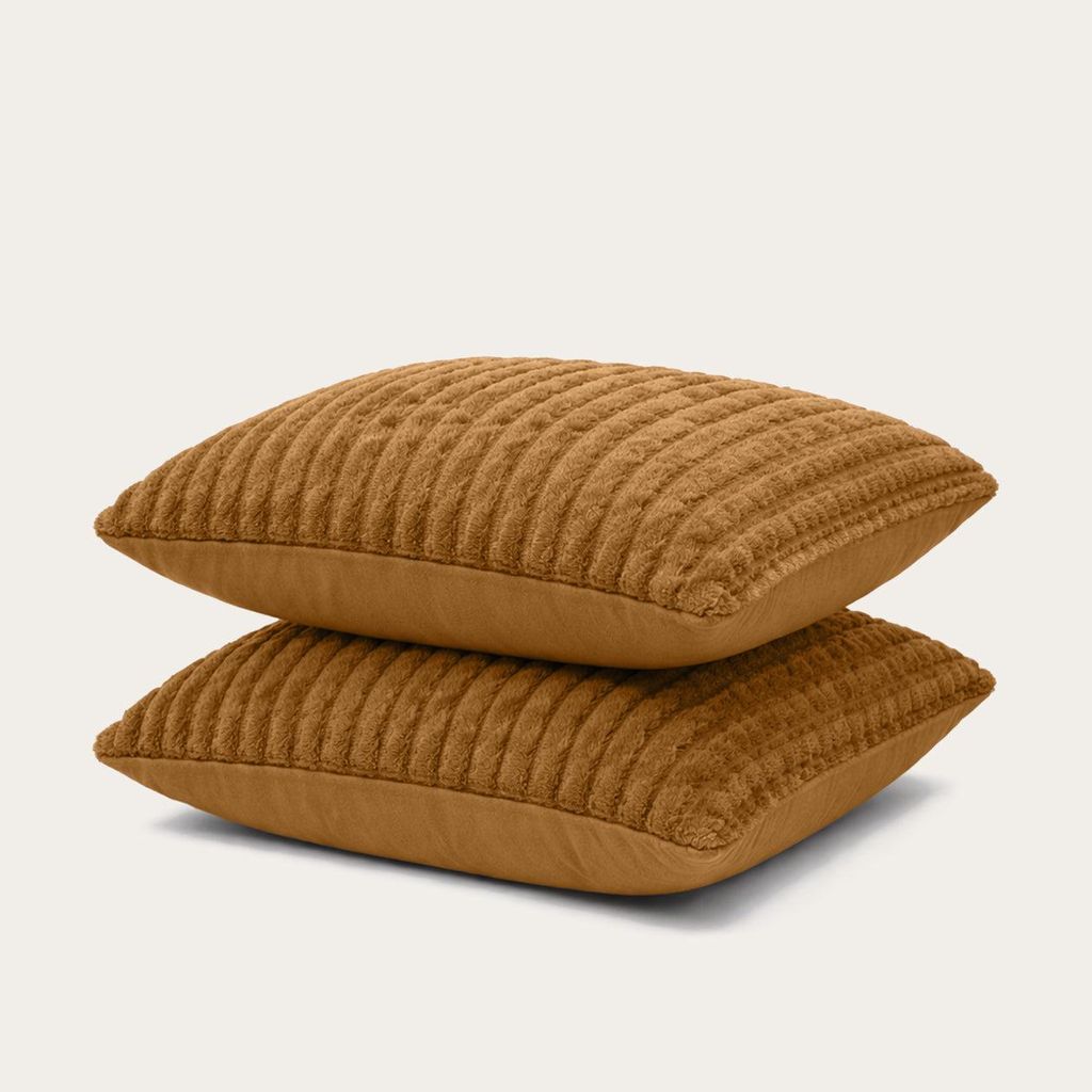 HappyBed Kissenbezug | Rib bronzebraun | 2er Set