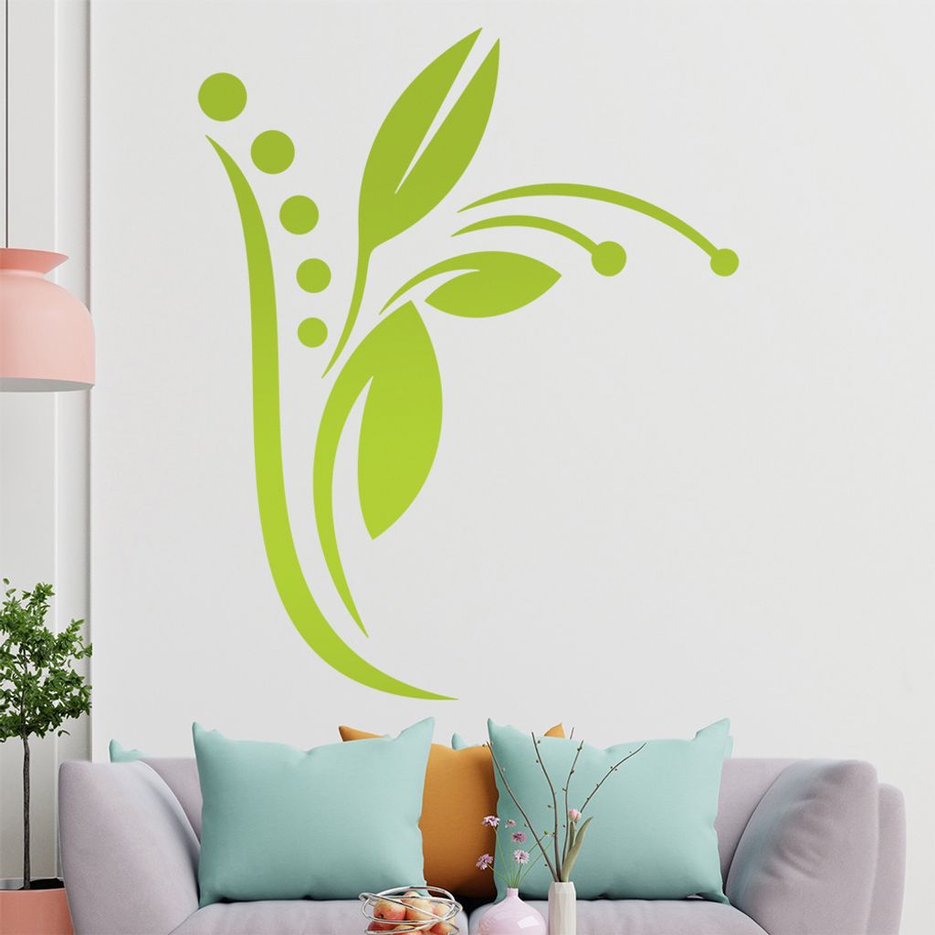 Blume - Linien Punkte Wandtattoo in 6 Größen - Wandaufkleber Wall Sticker - Dekoration, Küche, Wohnzimmer, Schlafzimmer, Badezimmer