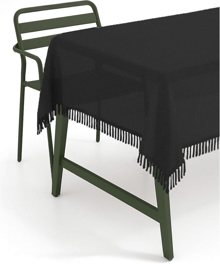 Gartentischdecke Fransen Weichschaum 110 x 140 cm - schwarz Produktbild 