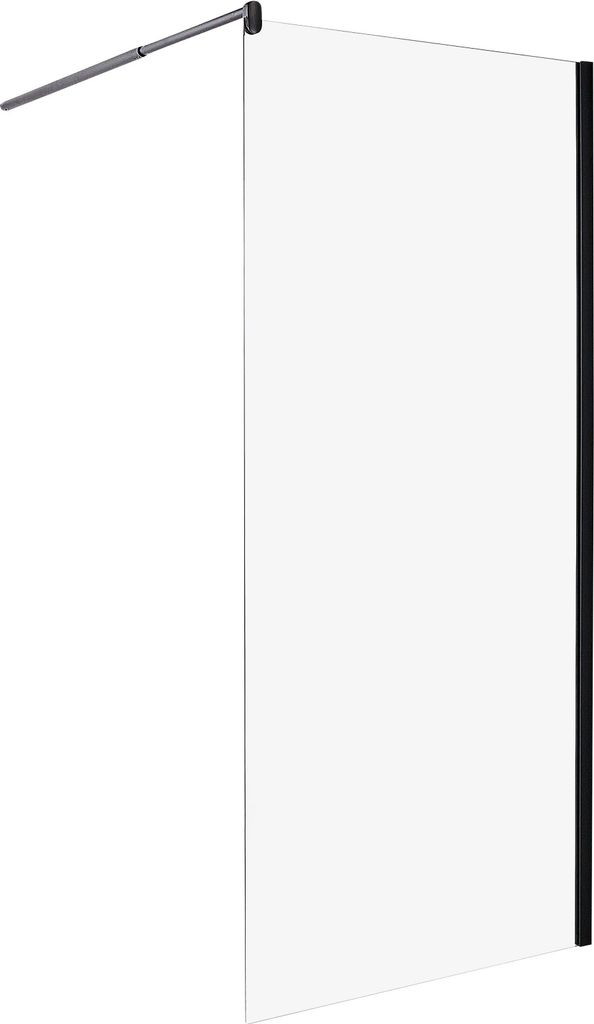 BELIANI Duschwand Schwarz Sicherheitsglas u. Aluminium 190 cm Hoch 90 cm Breit mit Wandprofil ohne Tür Modern Klarglas Walk-In Dusche für Badezimmer