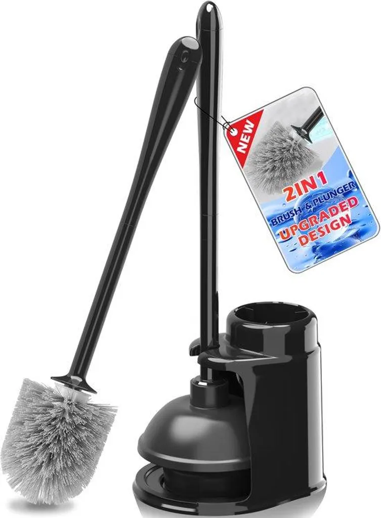 Set brosse WC noir pour salle de bains moderne avec pince de récupération