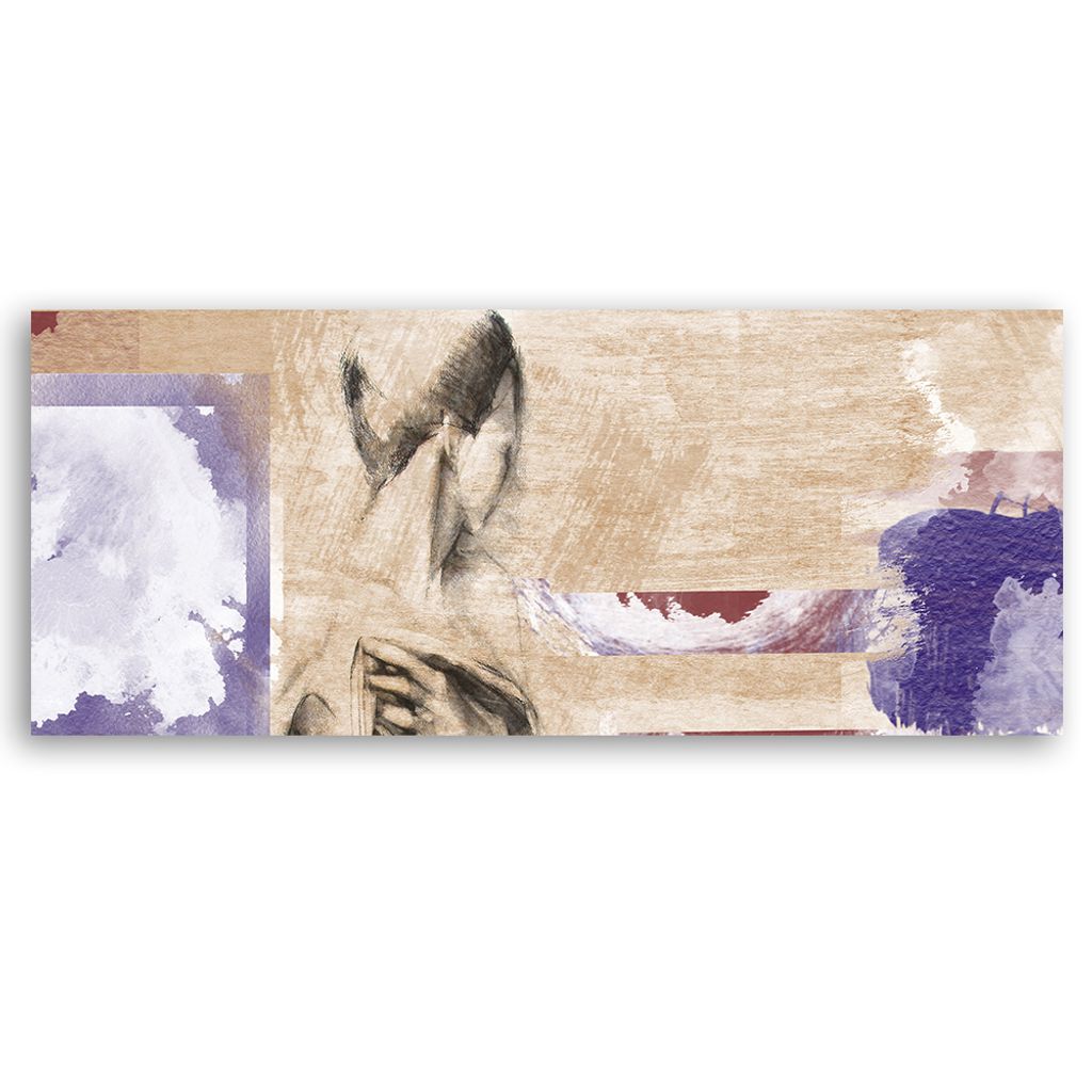 Leinwandbild Frau auf beigem Hintergrund 90x30 Feeby Beige bild für die wand bereit zum aufhängen