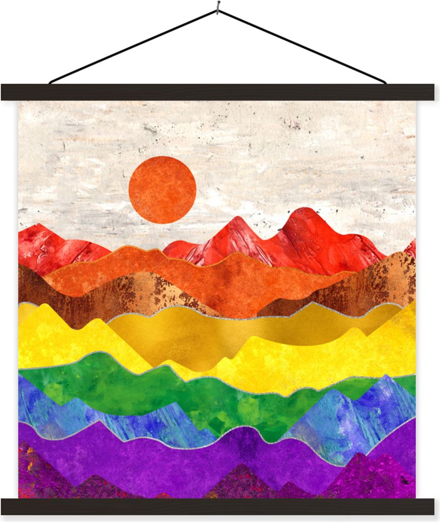 MuchoWow Textilposter Stolz - Regenbogen - Schwul 60x60 cm mit schwarzem Rahmen - Posteraufhänger