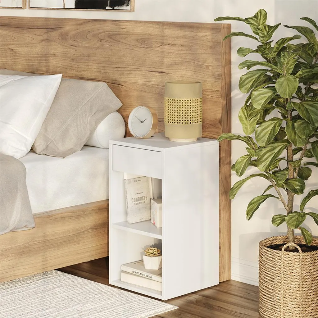 Chevet Blanc Vicco Dany Lot de 2 pour Chambre à Coucher Modèle 57880