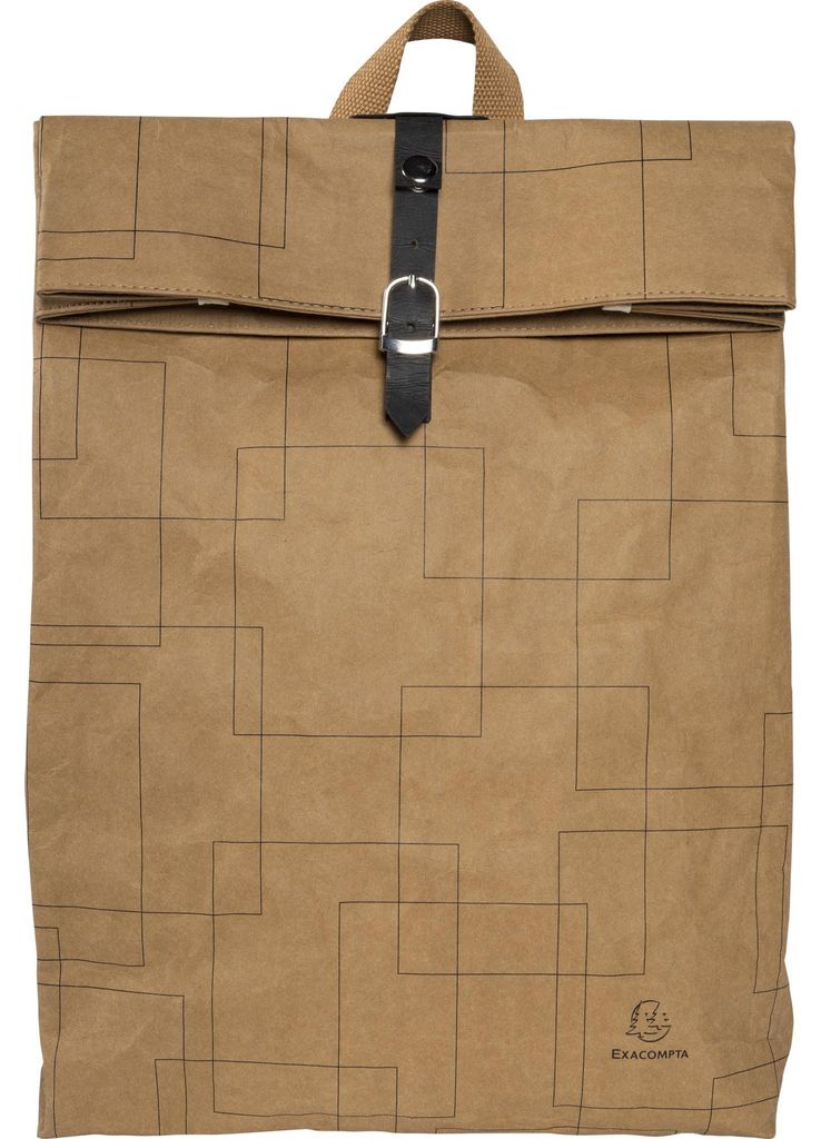 Exacompta 17640E Rucksack 32x44x12cm aus Papier in Lederoptik, Serie Eterneco - Braun geometrische Motive