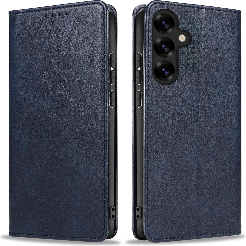Handyhülle für Samsung Galaxy S25 FE Kunstleder Flip Cover Hülle Handytasche Case Kartenfach Farbe: Blau