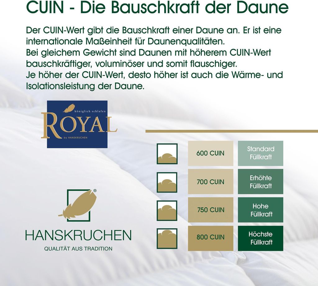 Hanskruchen Daunendecke Royal Leicht 200 x 200 cm Produktbild 