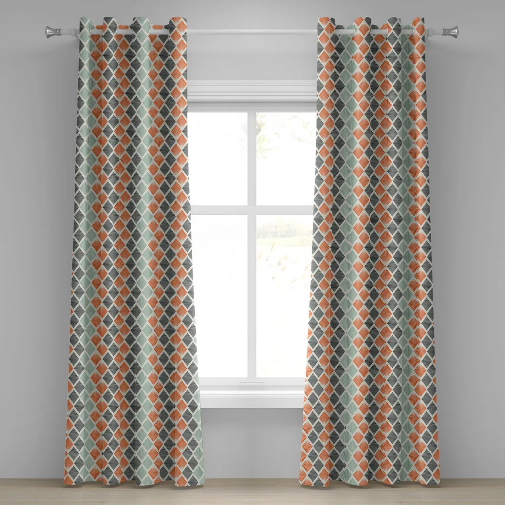 Rideau à œillets géométrique ABAKUHAUS 280x175 cm Gris Vert Amande