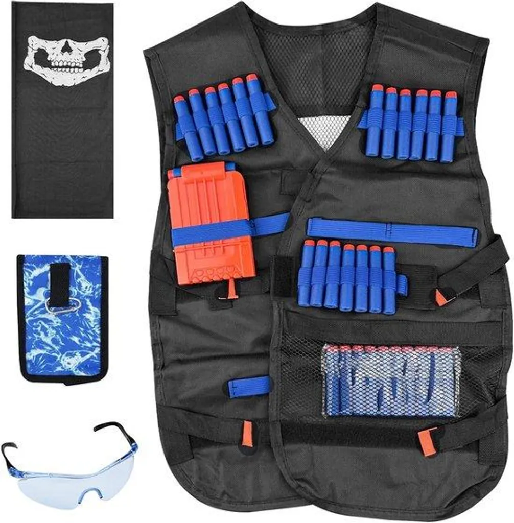 Kit Gilet Tactique Anti-Perte de Munitions avec 30 Fléchettes et Masque