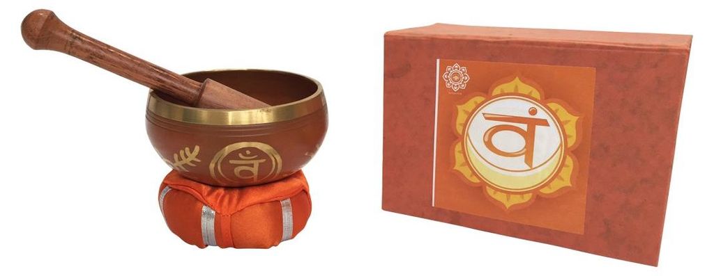 Klangschalen Set „Swadistanam Chakra“ orange mit Klöppel & Kissen 12cm ca. 500g