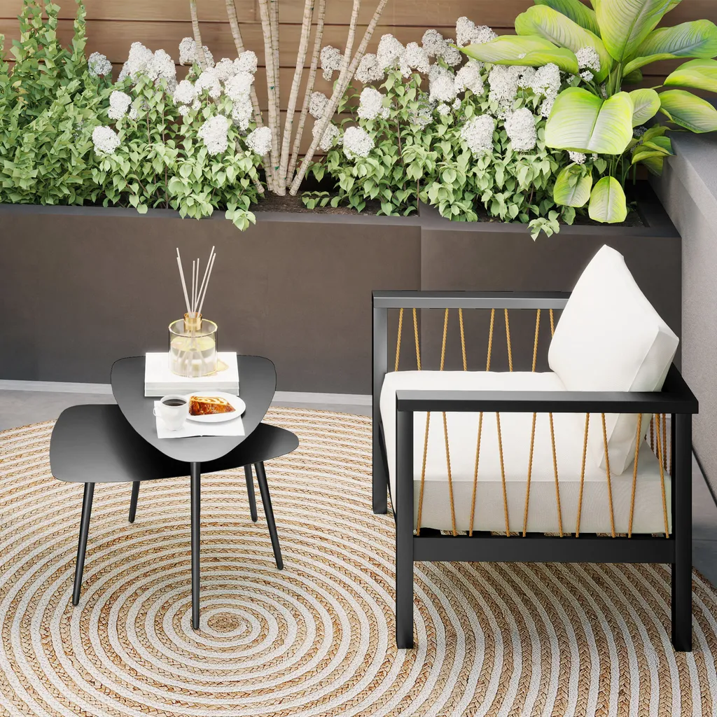 Table de Balcon en Acier Outsunny - Lot de 2 Tables d'Appoint Extérieur - 7