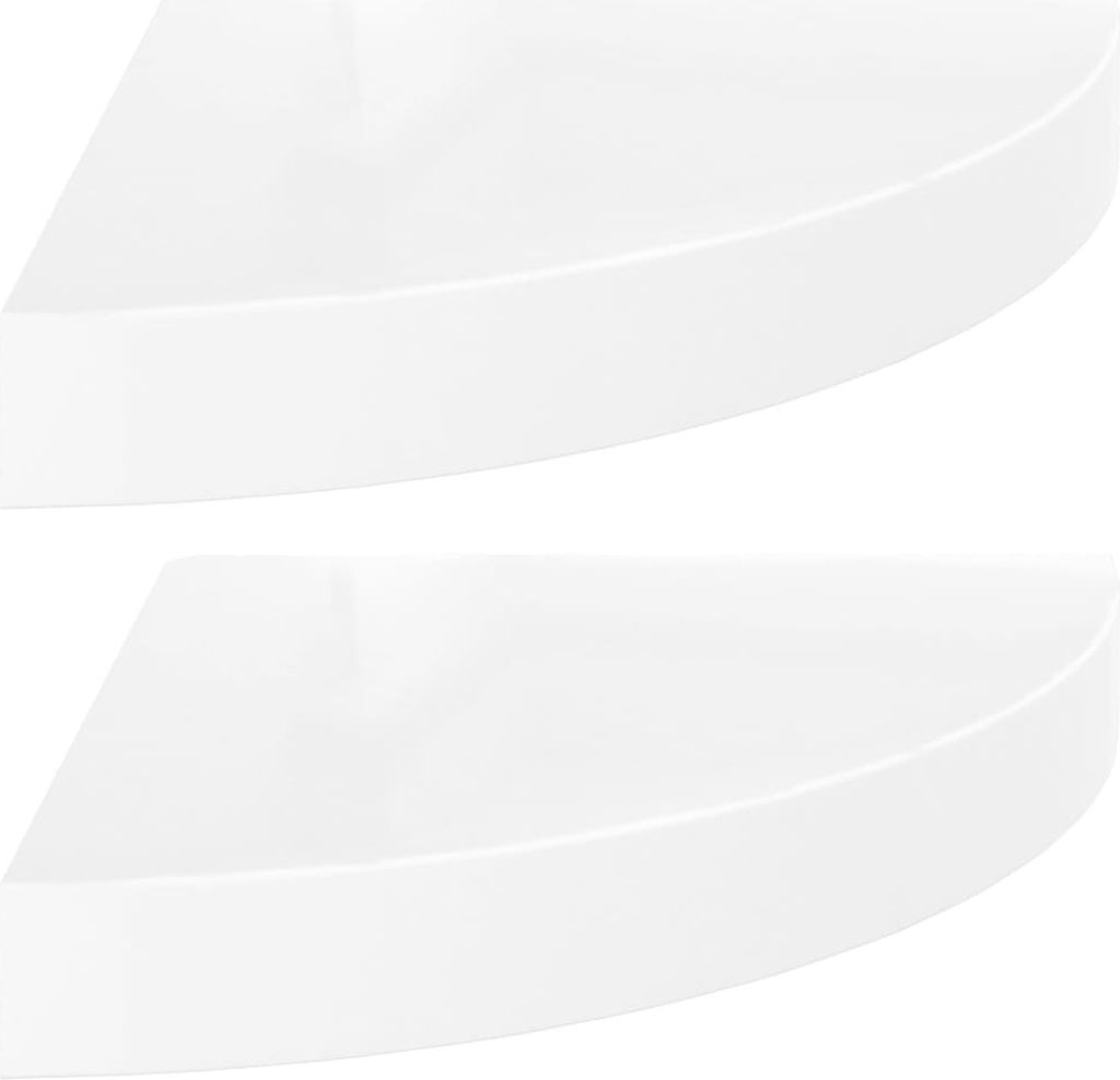 Eck-Schweberegale 2 Stk. Hochglanz-Weiß 25x25x3,8 cm MDF