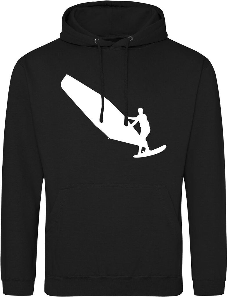 Huuraa Uni Hoodie Windsurfen Silhouette 3XL Deep Black Vegan Sweatshirt Geschenkidee