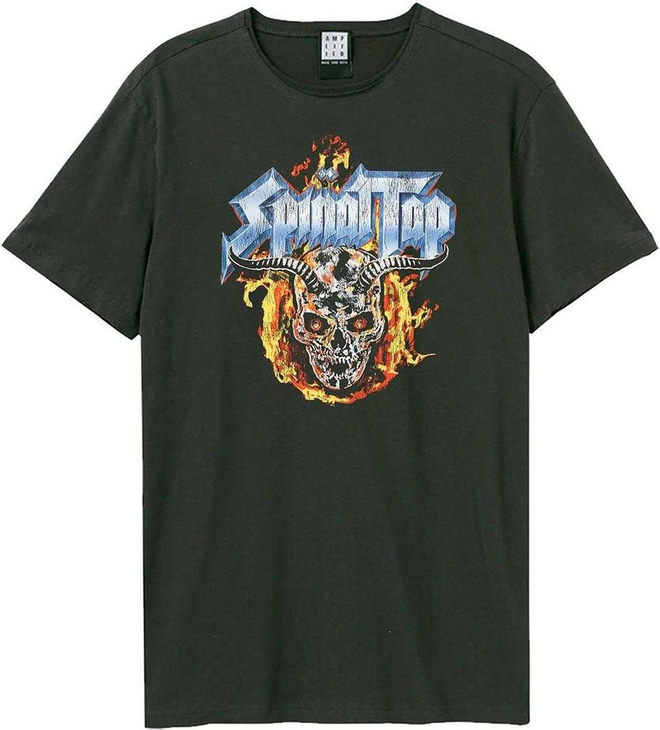 Amplified - "Skull And Flames" T-Shirt für Herren/Damen Uni GD4089 (XXL) (Holzkohle)