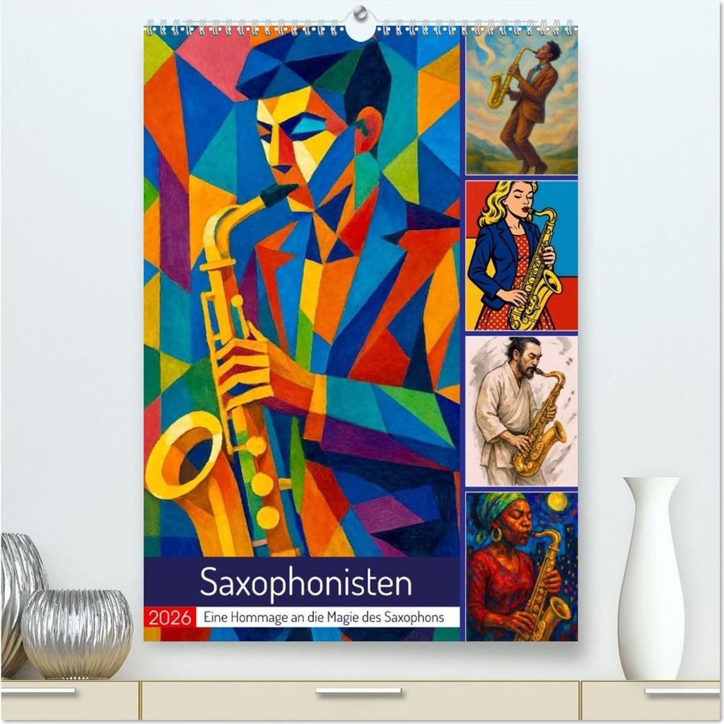 Saxophonisten. Eine Hommage an die Magie des Saxophons (hochwertiger Premium Wandkalender 2026 DIN A2 hoch), Kunstdruck in Hochglanz