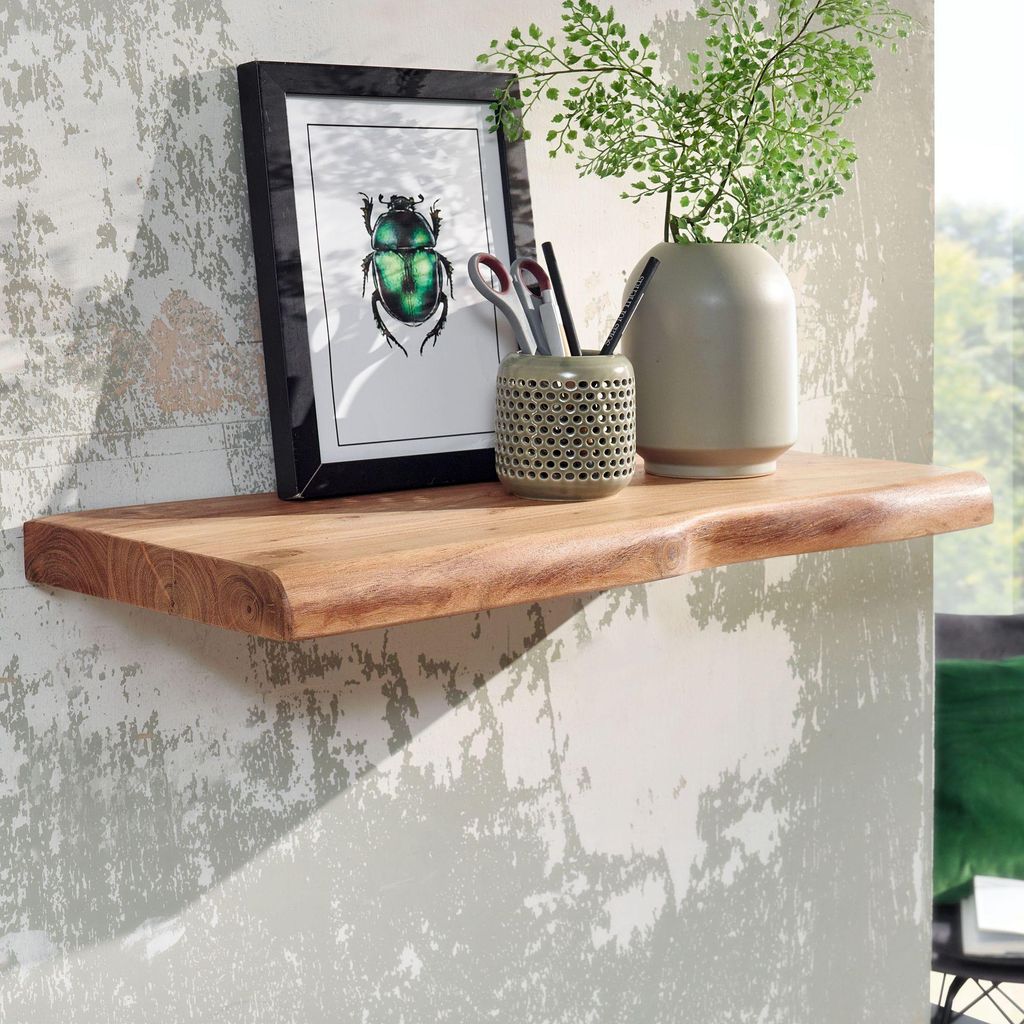 Etagère murale en bois massif d'acacia 60 cm | Wohnling Image du produit 
