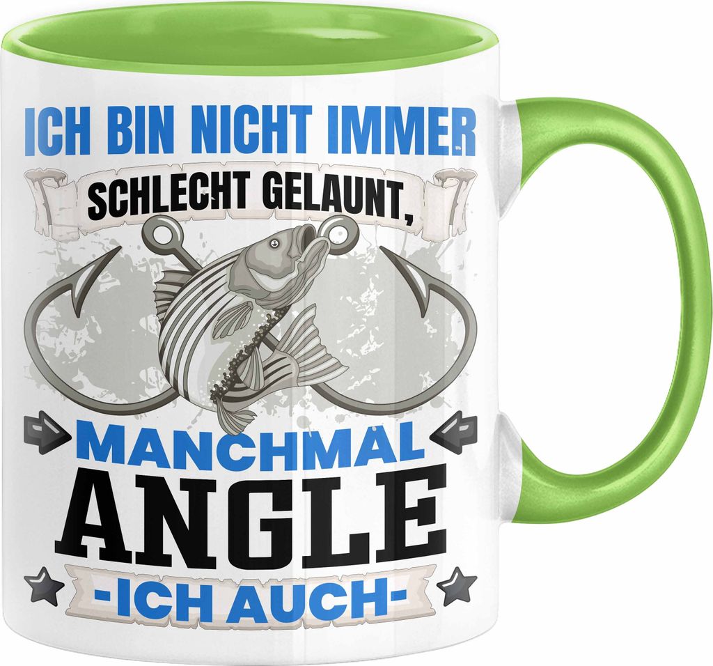 Angler Geschenk Tasse Ich Bin Nicht immer Schlecht Gelaunt Angeln Fischer Kaffee-Becher (Grün)