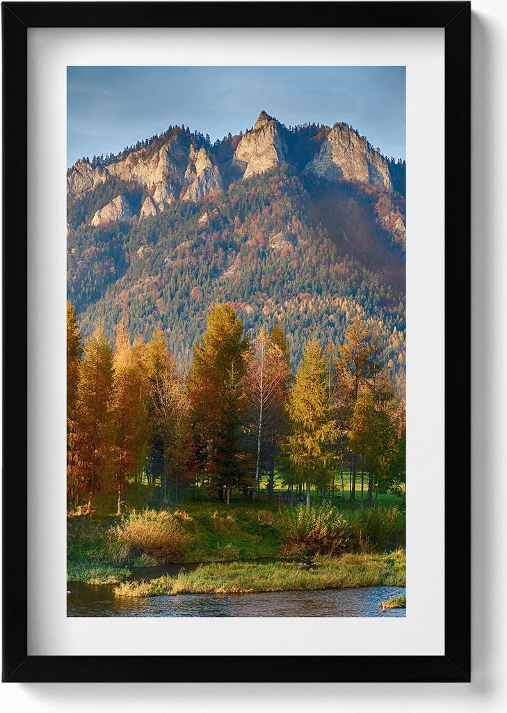 Der Gipfel des Trzy Korony-Gebirges– Wandbild mit Rahmen – Gerahmtes Bild – Wanddekoration – 40x60 cm – Schwarz