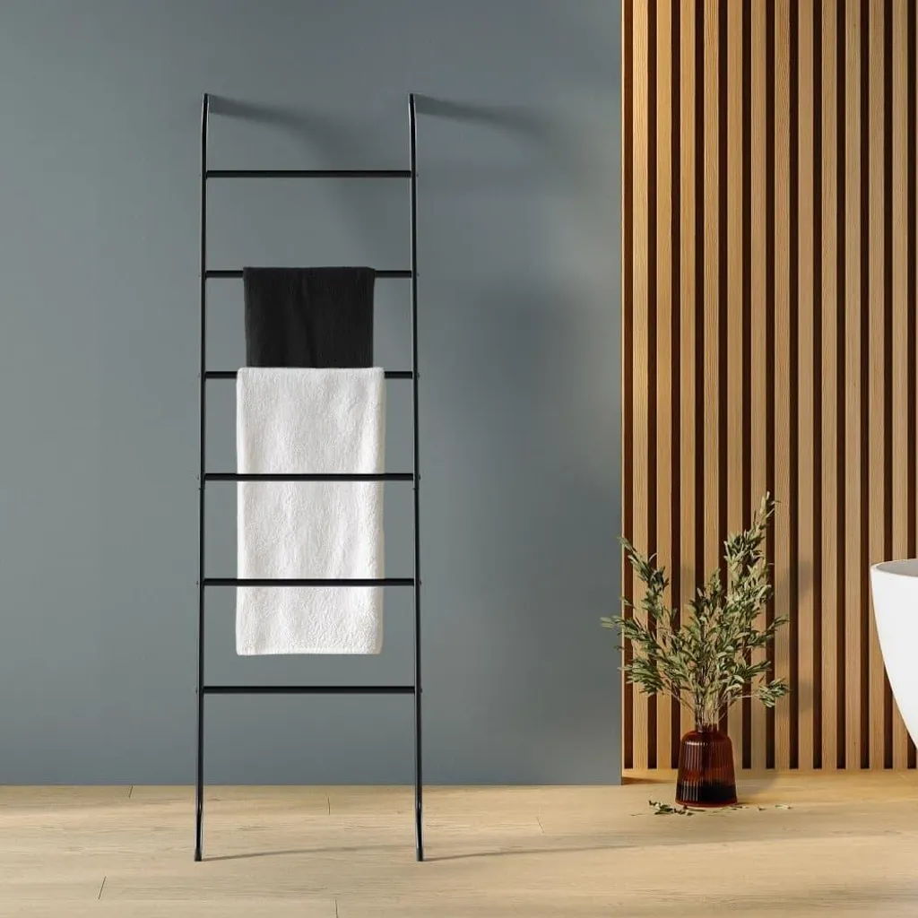 Scala Porta Asciugamani Nero in Acciaio Inox - Design Salvaspazio Moderno - 2