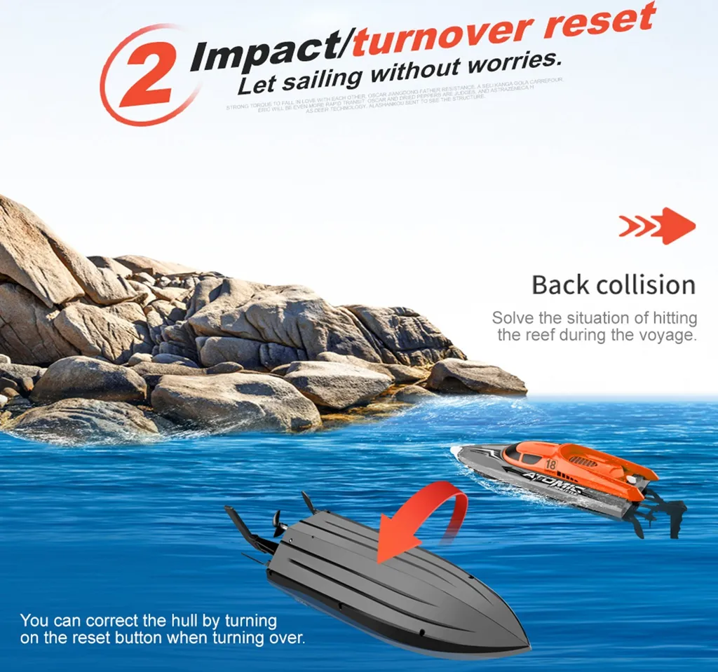 Bateau télécommandé de course IPX7 avec refroidissement par eau actif