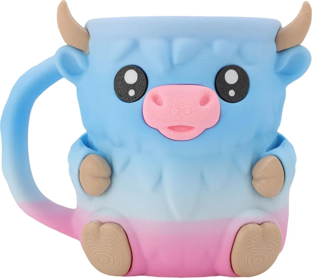 Porta Pinta Gelato PLA Blu - Isolante Termico Mucca Cartoon 16oz