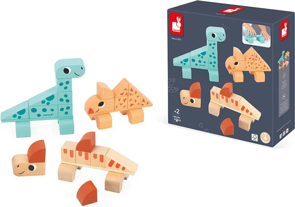 Jeu de Construction Janod Dinosaure - Activité Éducative dès 3 Ans