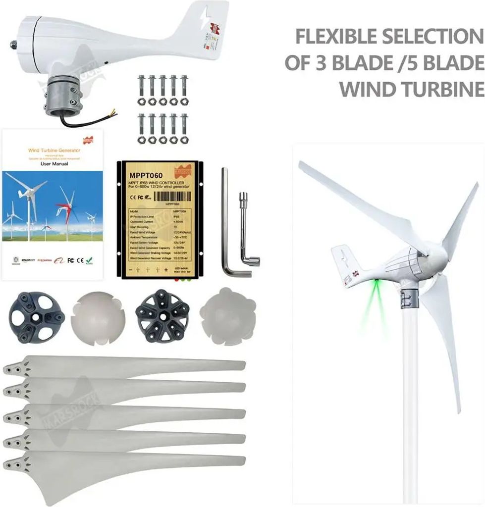 Windturbinen-Generator, 600W Ausgang, MPPT-Controller, 600W mit Controller-a, 600W-a, AC 12V