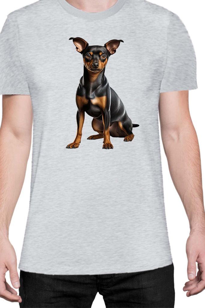 Herren T-Shirt Dogs Breeds Miniature Pinscher Dog Breed 006, Man S / Grau