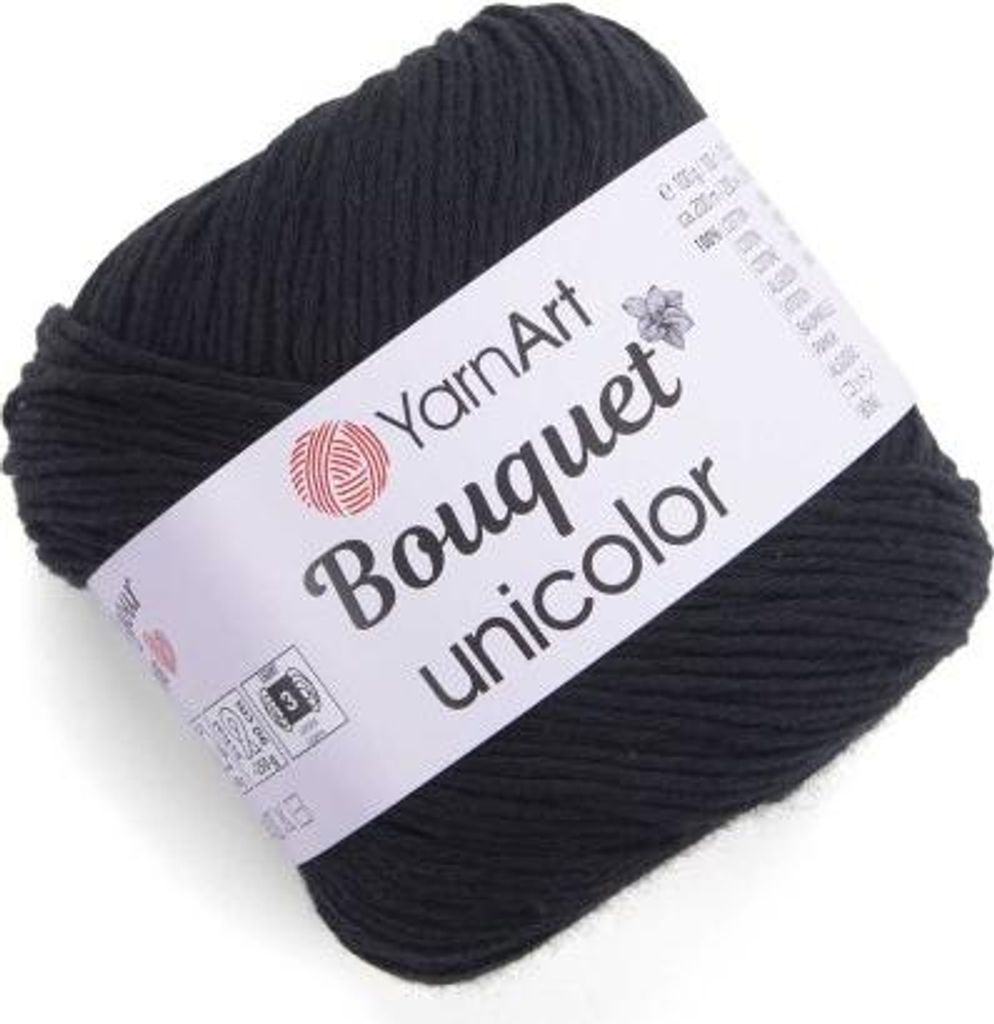 YarnArt Bouquet Unicolor 3202 Baumwollgarn, Schwarz, Produktbild 