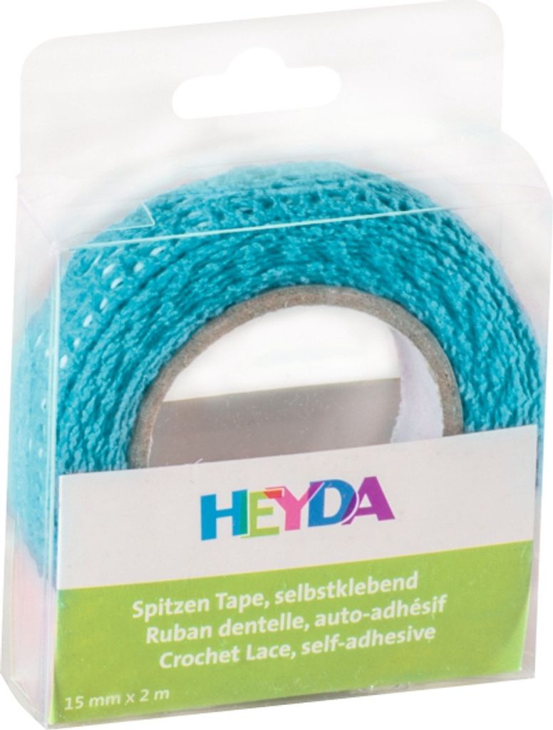 Spitzentape 15mmx2m Baumwolle blau Packung mit 6 Stück