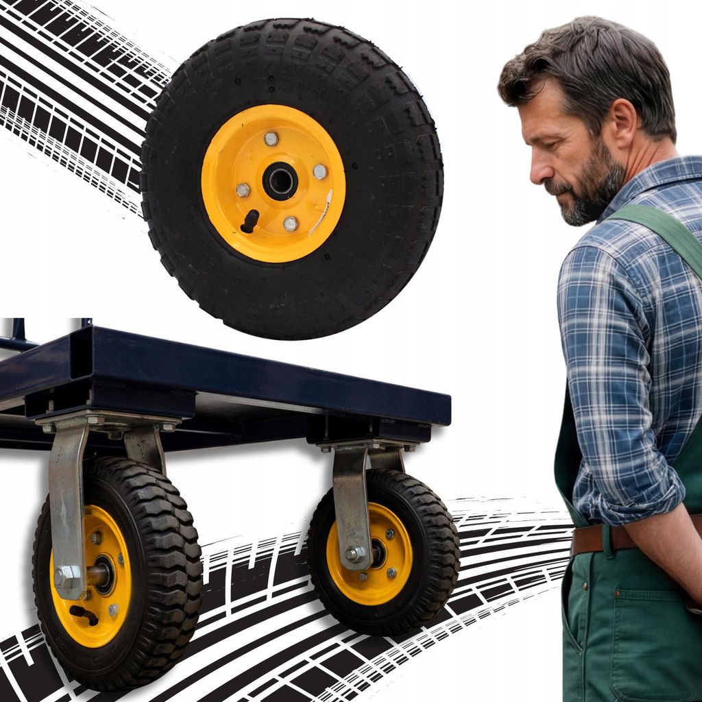 Rad für Plattform-Lagerwagen 260 mm gepumpt 10" x 3,50-4