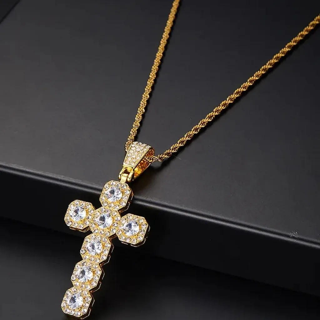 Aurora Cross Collana Oro e Cristalli KP38304 | Gioielli Donna Lusso