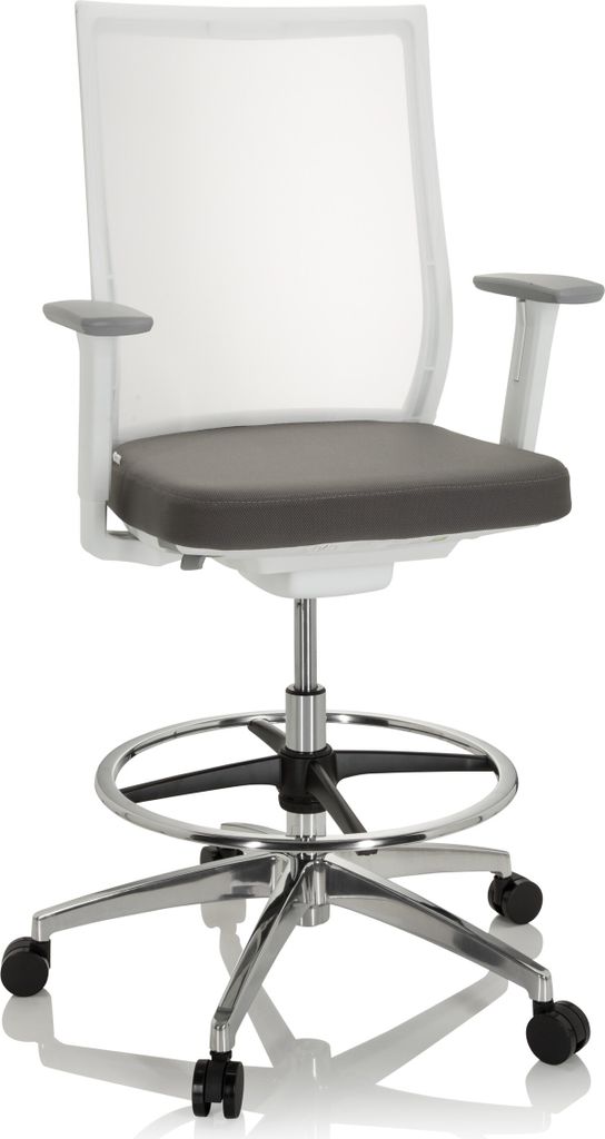 hjh OFFICE Counterstuhl ASPEN WORK W Arbeitsstuhl mit Armlehnen (höhenverstellbar) Stoff / Netzstoff
