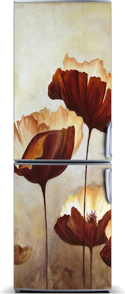 Tulup Kühlschrankdekoration - Magnetmatte - 70 cm x 190 cm - Magnet auf dem Kühlschrank - Wildblumen Mohn