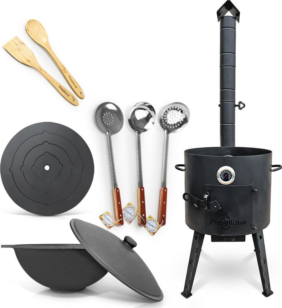 Gusseisen Kazan 12 L Kasan Казан mit Feuerofen Ø 40 cm. Produktbild 