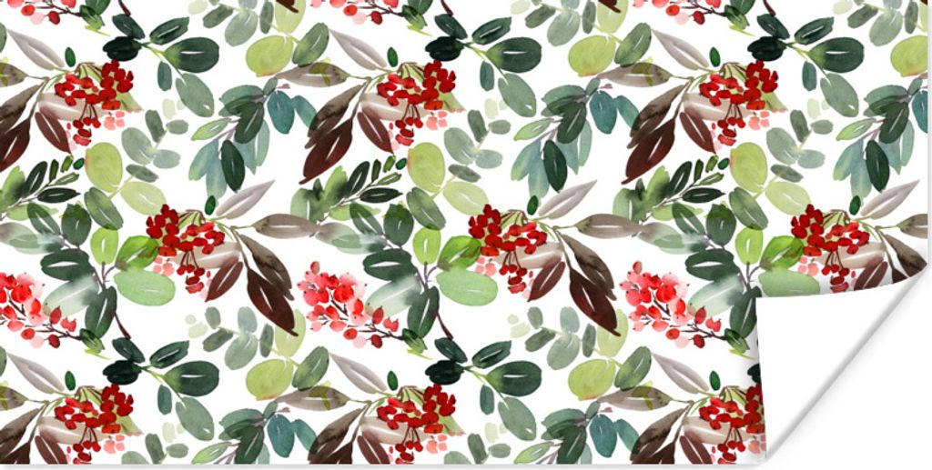 MuchoWow Poster Pflanzen - Aquarelle - Beeren 40x20 cm - Poster für die Wand - Poster Schlafzimmer