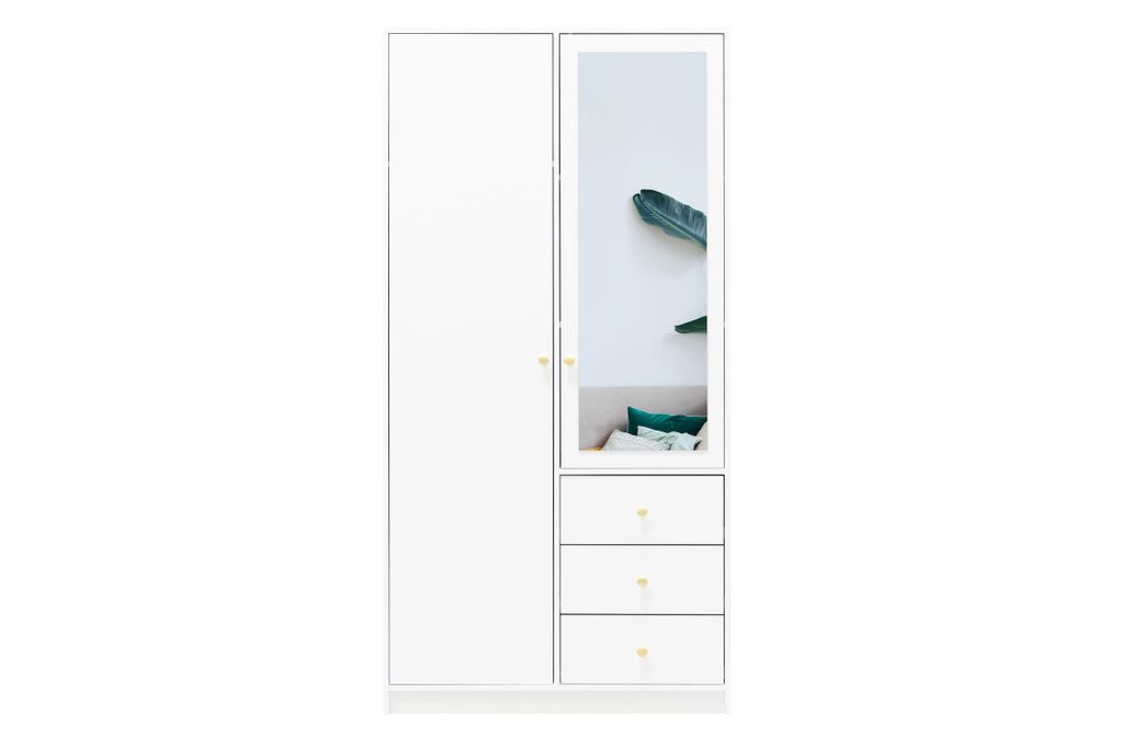 Kleiderschrank 100 JOELE mit Spiegel – weiß