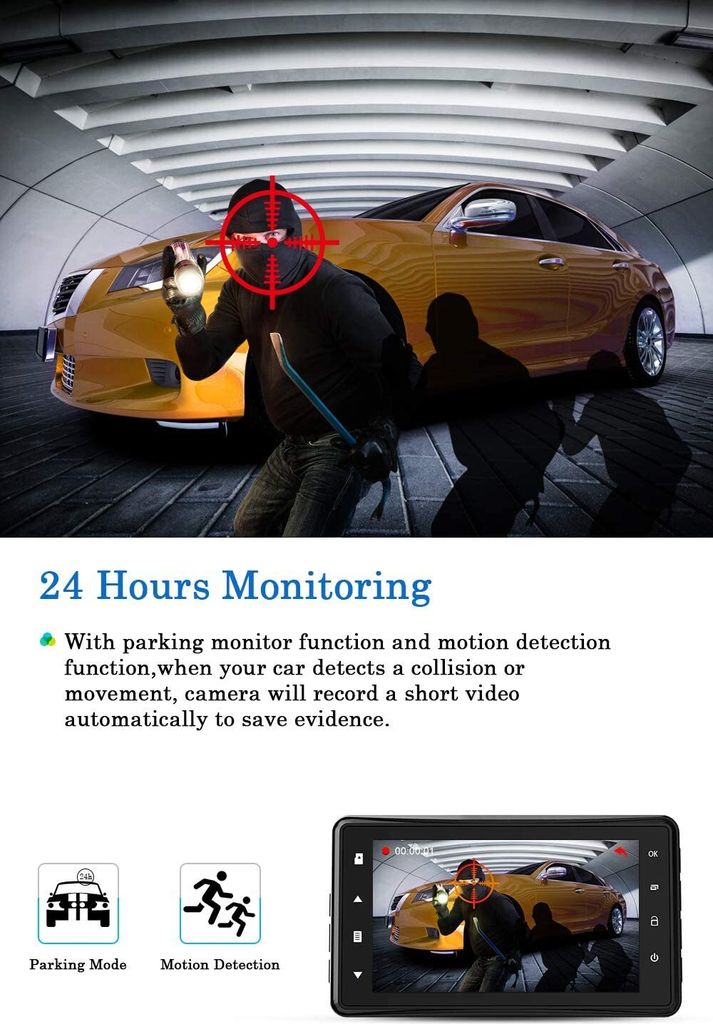 Chortau Dashcam Autokamera Auto FullHD 1080P Vorne, 170° Produktbild 5
