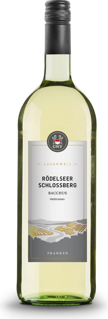Rödelseer Schloßberg Bacchus QbA halbtrocken 1l Produktbild 