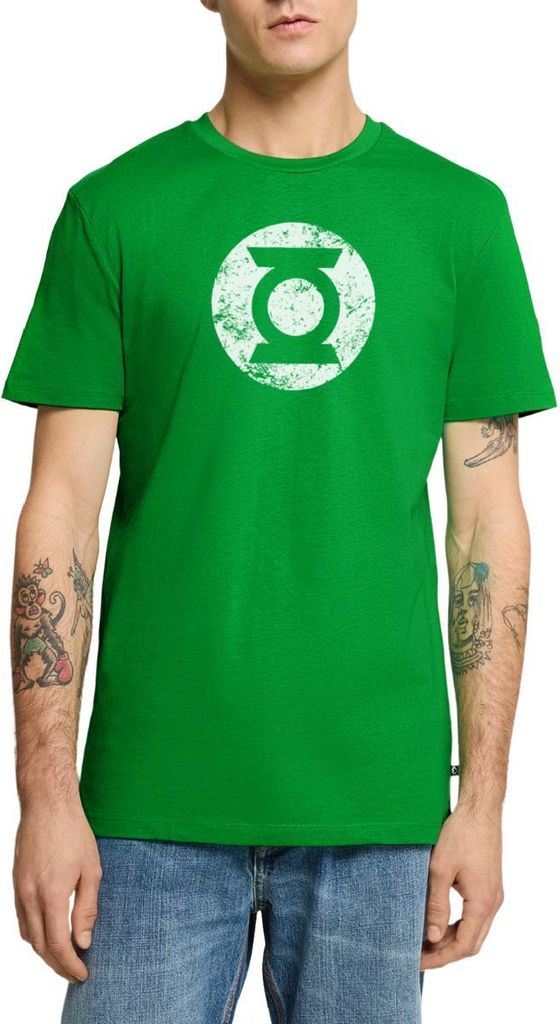 Spreadshirt DC Comics Justice League Logo Green Lantern Männer Premium T-Shirt, S, Grün