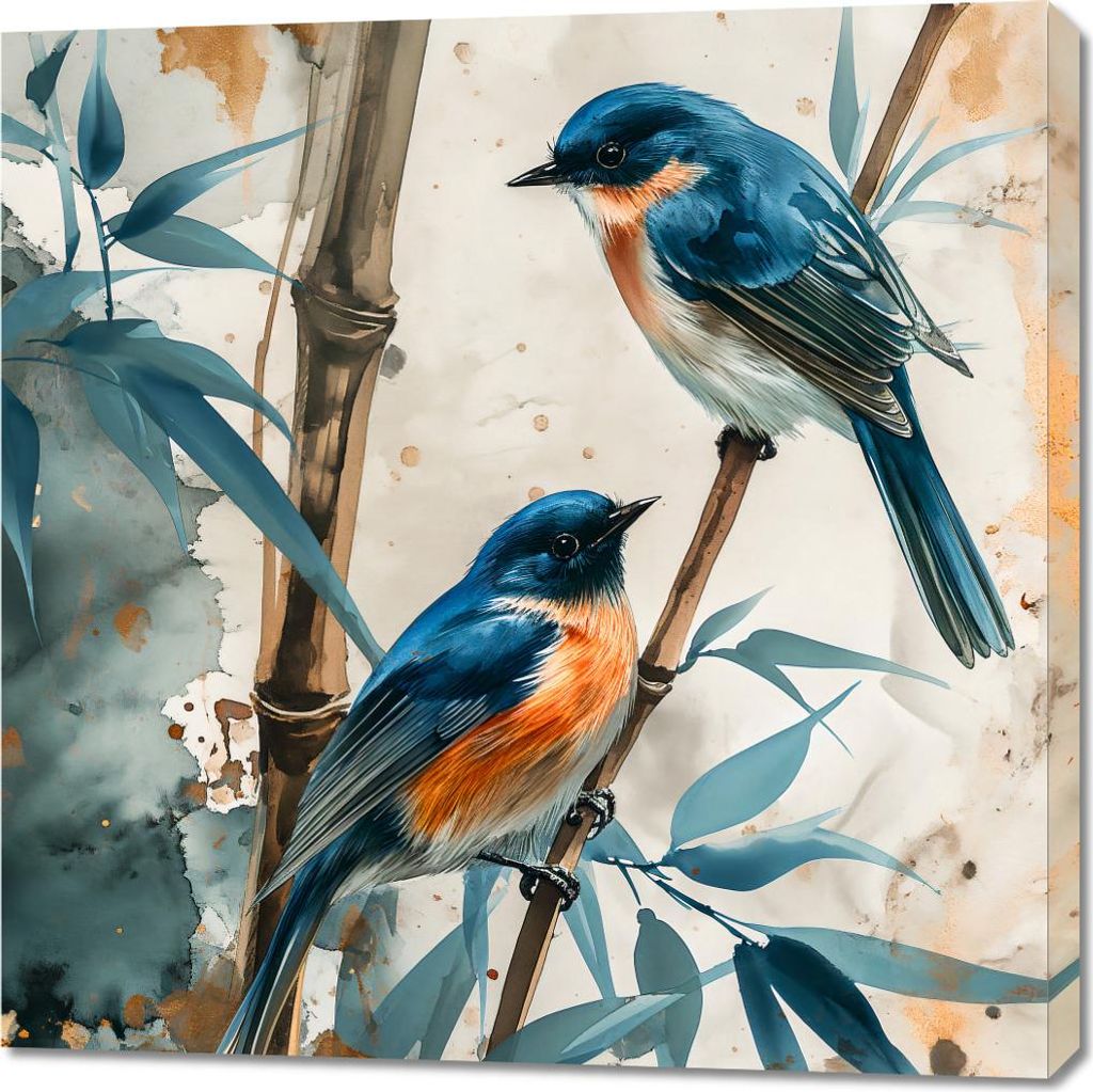 Bild 90x90cm Drei Vögel