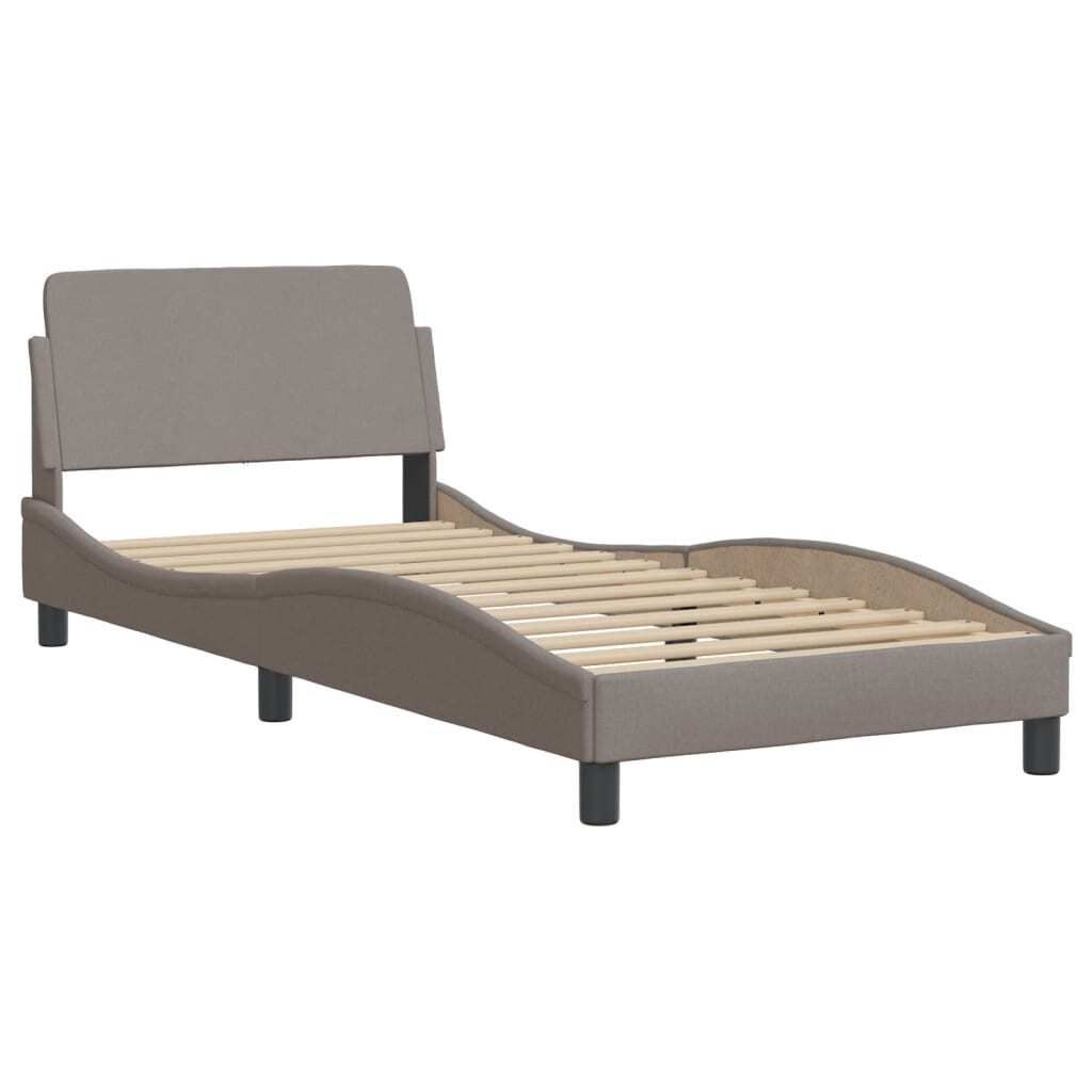 Bettgestell mit Kopfteil "Dover" Taupe 90x200 cm Stoff