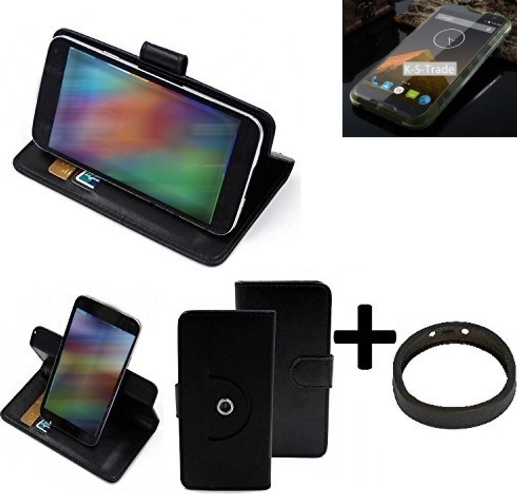 K-S-Trade Case Schutz Hülle kompatibel mit Blackview BV 5000 + Bumper Handy Hülle Flipcase Smartphone Cover Handy Schutz Tasche Walletcase schwarz
