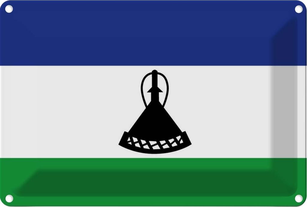 vianmo Blechschild 20x30 cm Lesothos Lesotho Flagge Fahne Wappen