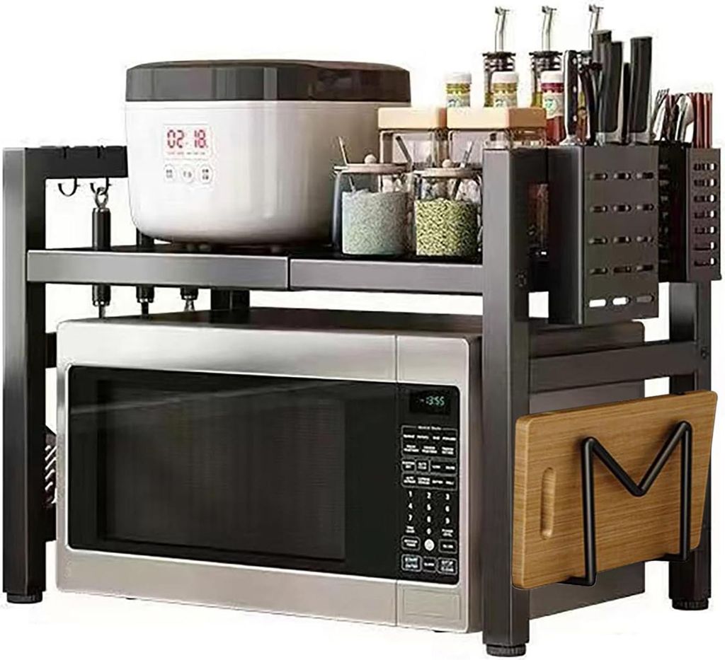 MODFU Küchenregale Ausziehbar, Kohlenstoffstahl Küchenregal, Stehregal Küche, Küchenregal mehrstöckig, Vertikales Regal platzsparend, Einzelsc...