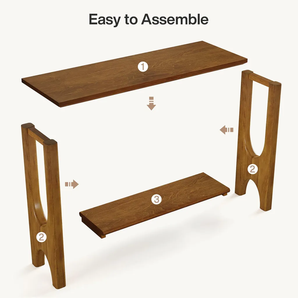 Petite table console 105 cm stable et facile à monter en bois clair - 8