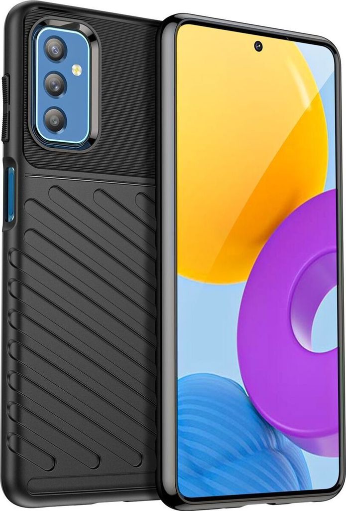 Mobigear Groove Samsung Galaxy M52 Hülle Flexibles TPU Backcover - Schwarz