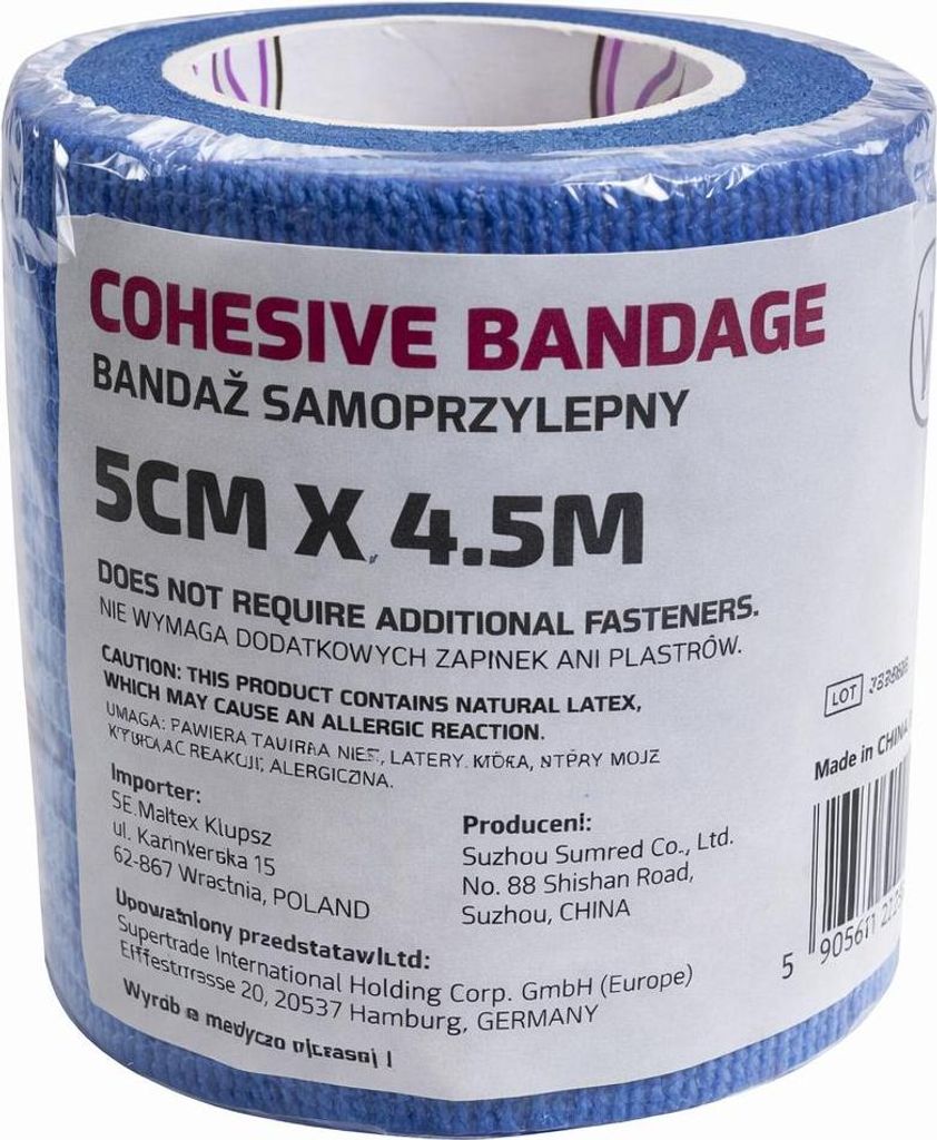 Selbsthaftende elastische Bandage blau 5cm x 4,5m – flexibler Halt und optimaler Tragekomfort