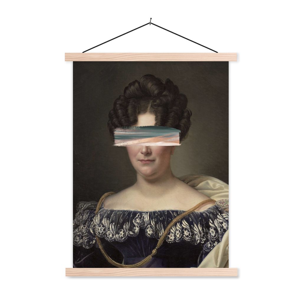 MuchoWow Textilposter Johanna Henriëtte Engelen - Dubois Drahonet - Pastell 120x160 cm mit holzfarbenen Rahmen - Plakatkarton